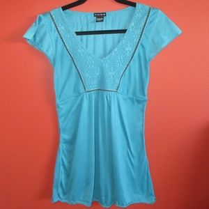 FANG Blue Short Sleeve Blouse – Size Medium